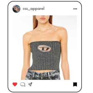 Diesel Gray Strapless Crop Top